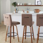 Hank 30-Inch Contemporary Walnut and Brown Swivel Barstool (Set of 2) 12 Hank 30-Inch Contemporary Walnut and Brown Swivel Barstool (Set of 2)