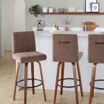 Hank 30-Inch Contemporary Walnut and Brown Swivel Barstool (Set of 2) 11 Hank 30-Inch Contemporary Walnut and Brown Swivel Barstool (Set of 2)