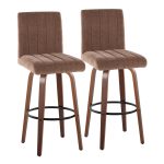 Hank 30-Inch Contemporary Walnut and Brown Swivel Barstool (Set of 2) 13 Hank 30-Inch Contemporary Walnut and Brown Swivel Barstool (Set of 2)