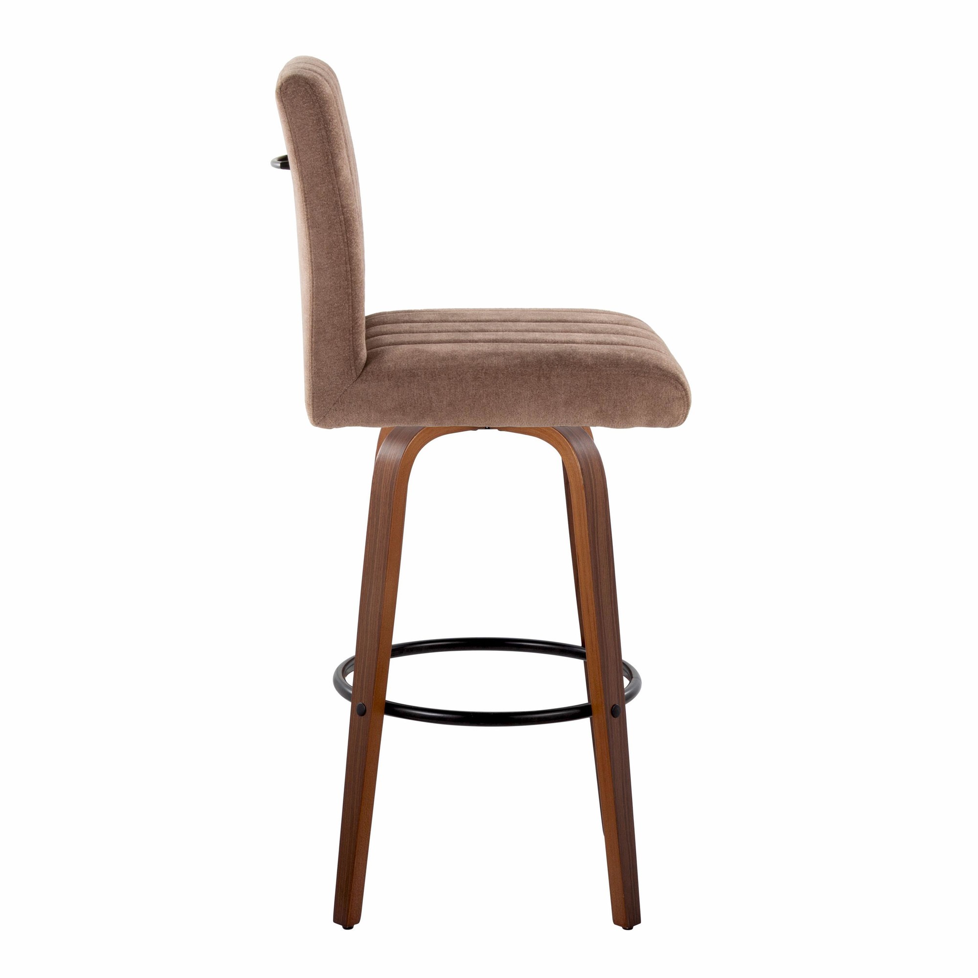 Hank 30-Inch Contemporary Walnut and Brown Swivel Barstool (Set of 2) 5 Hank 30-Inch Contemporary Walnut and Brown Swivel Barstool (Set of 2) - Image 5