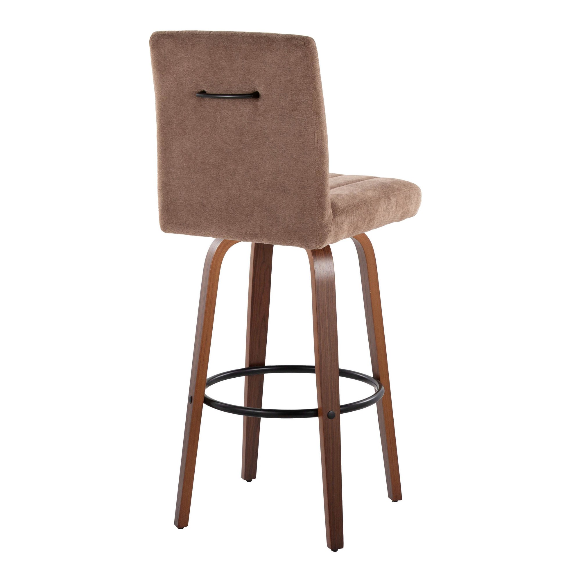 Hank 30-Inch Contemporary Walnut and Brown Swivel Barstool (Set of 2) 6 Hank 30-Inch Contemporary Walnut and Brown Swivel Barstool (Set of 2) - Image 6