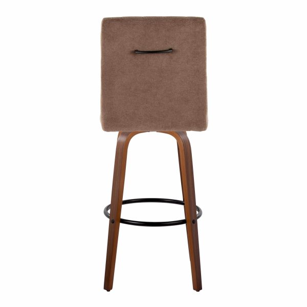 Hank 30 Inch Contemporary Walnut and Brown Swivel Barstool Set of 2 6
