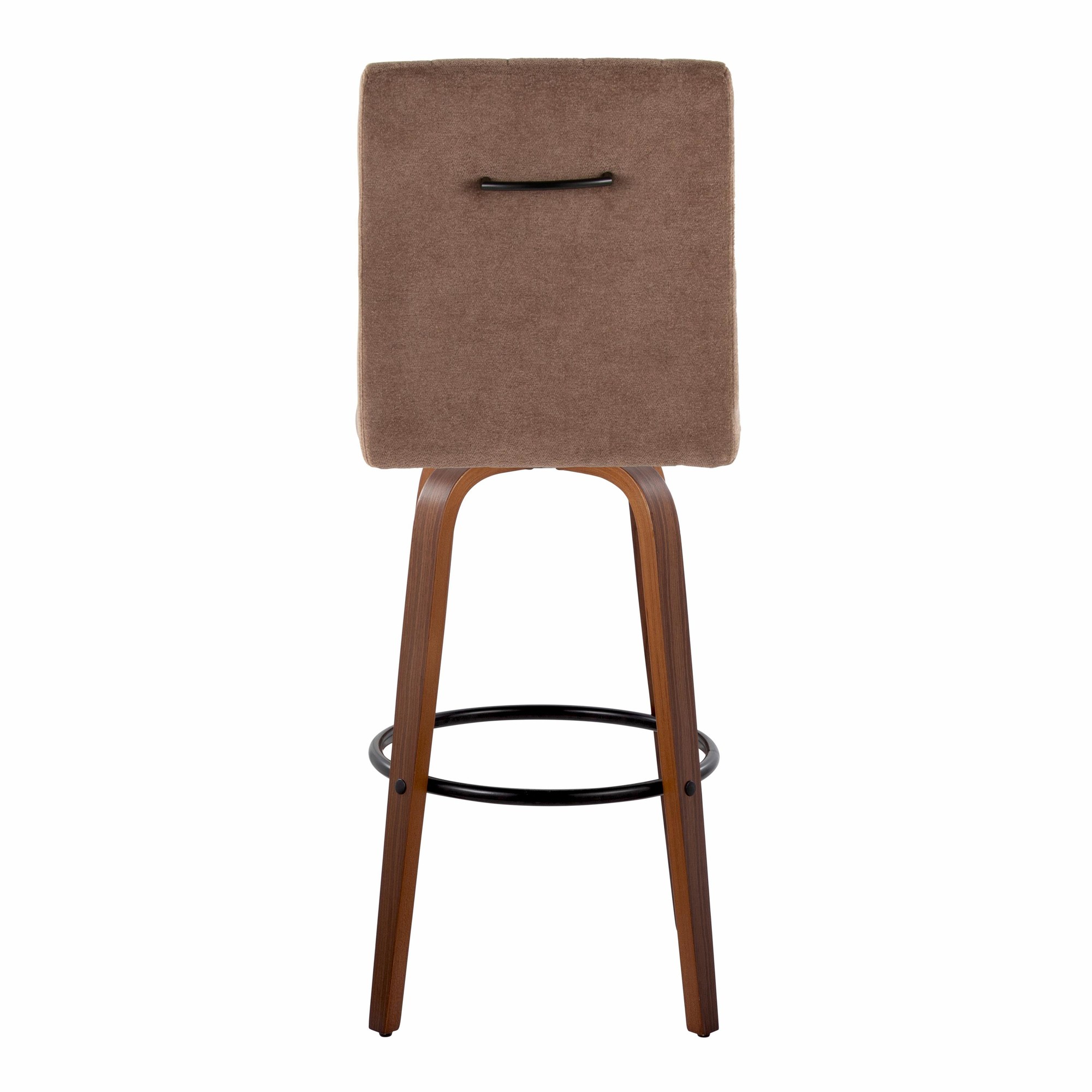 Hank 30-Inch Contemporary Walnut and Brown Swivel Barstool (Set of 2) 7 Hank 30-Inch Contemporary Walnut and Brown Swivel Barstool (Set of 2) - Image 7