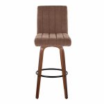 Hank 30-Inch Contemporary Walnut and Brown Swivel Barstool (Set of 2) 18 Hank 30-Inch Contemporary Walnut and Brown Swivel Barstool (Set of 2)