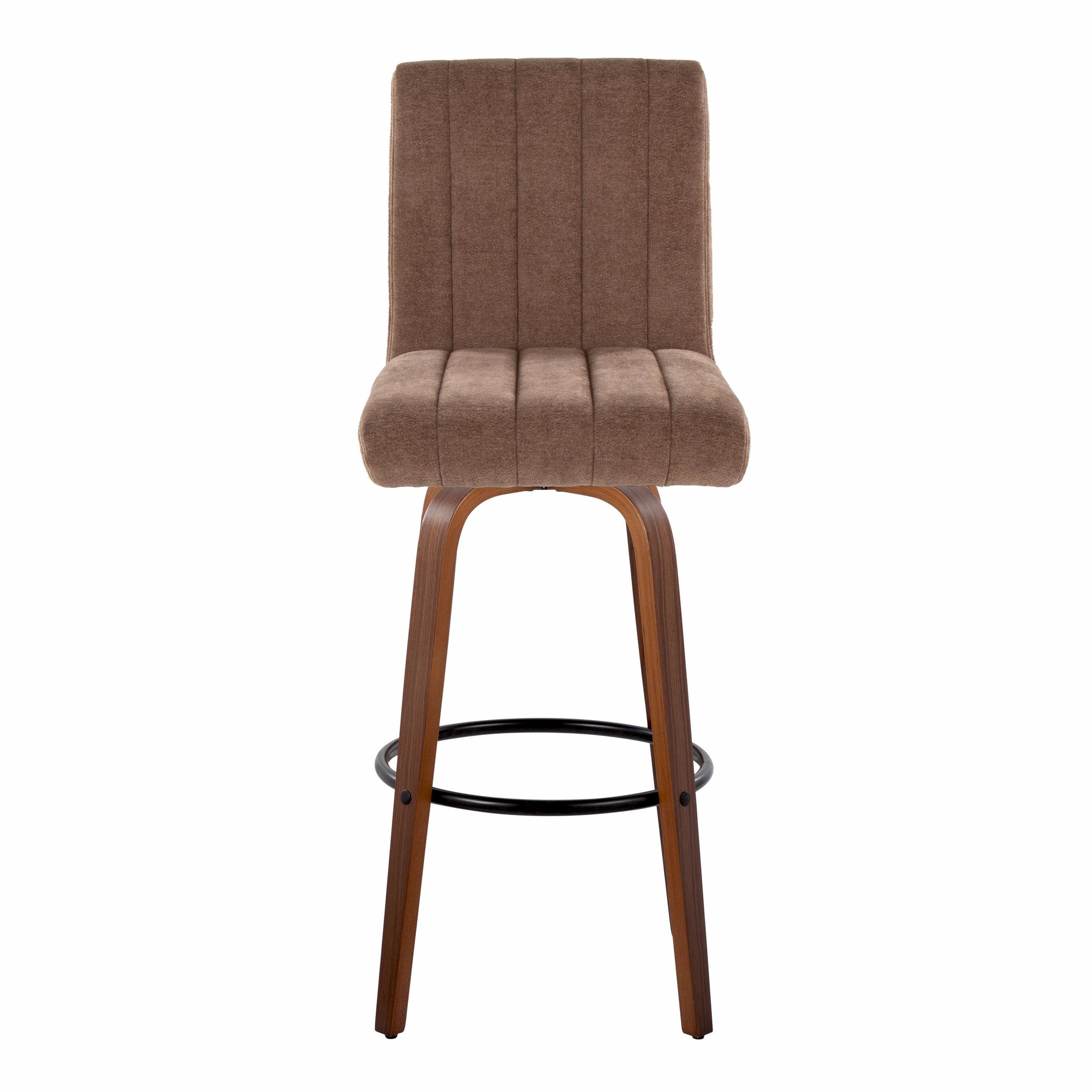 Hank 30-Inch Contemporary Walnut and Brown Swivel Barstool (Set of 2) 8 Hank 30-Inch Contemporary Walnut and Brown Swivel Barstool (Set of 2) - Image 8
