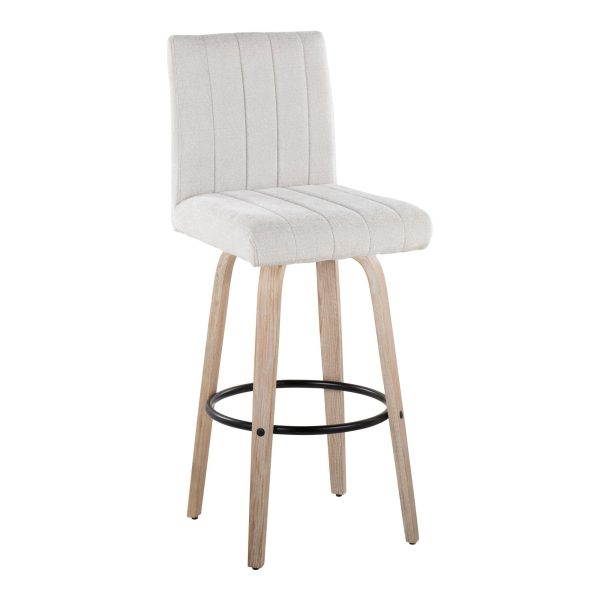 Hank 30 Inch Light Grey Fabric Swivel Barstools Set of 2 3