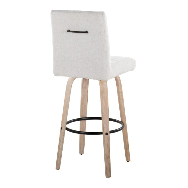 Hank 30 Inch Light Grey Fabric Swivel Barstools Set of 2 5