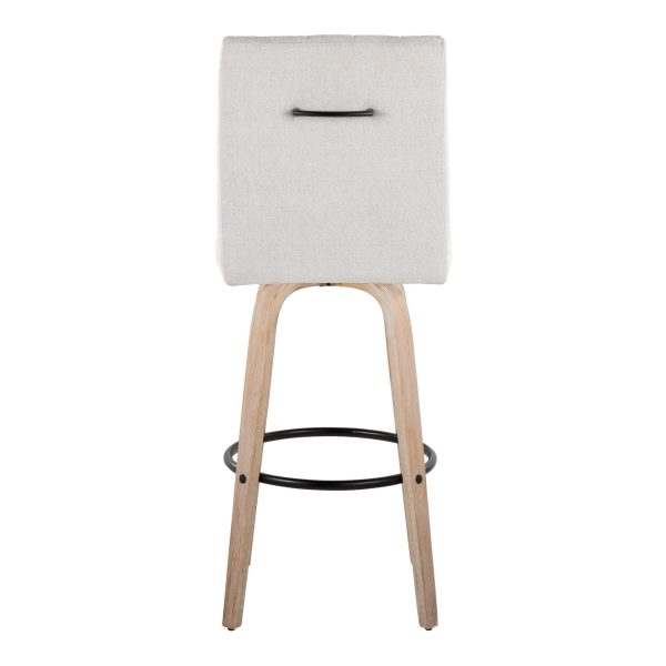 Hank 30 Inch Light Grey Fabric Swivel Barstools Set of 2 6
