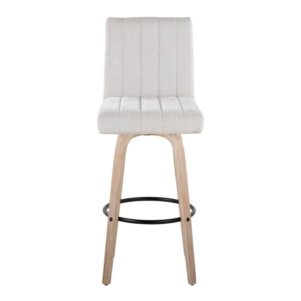 Hank 30 Inch Light Grey Fabric Swivel Barstools Set of 2 7