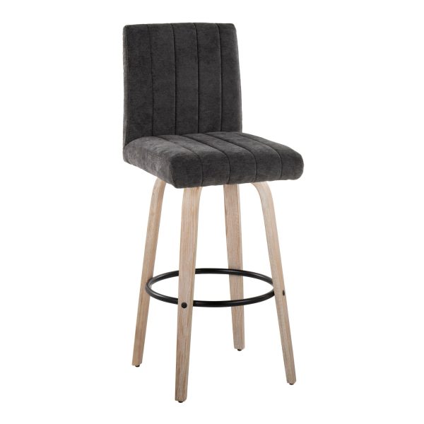 Hank 30 Inch Whitewashed Wood and Black Contemporary Barstool Set of 2 3