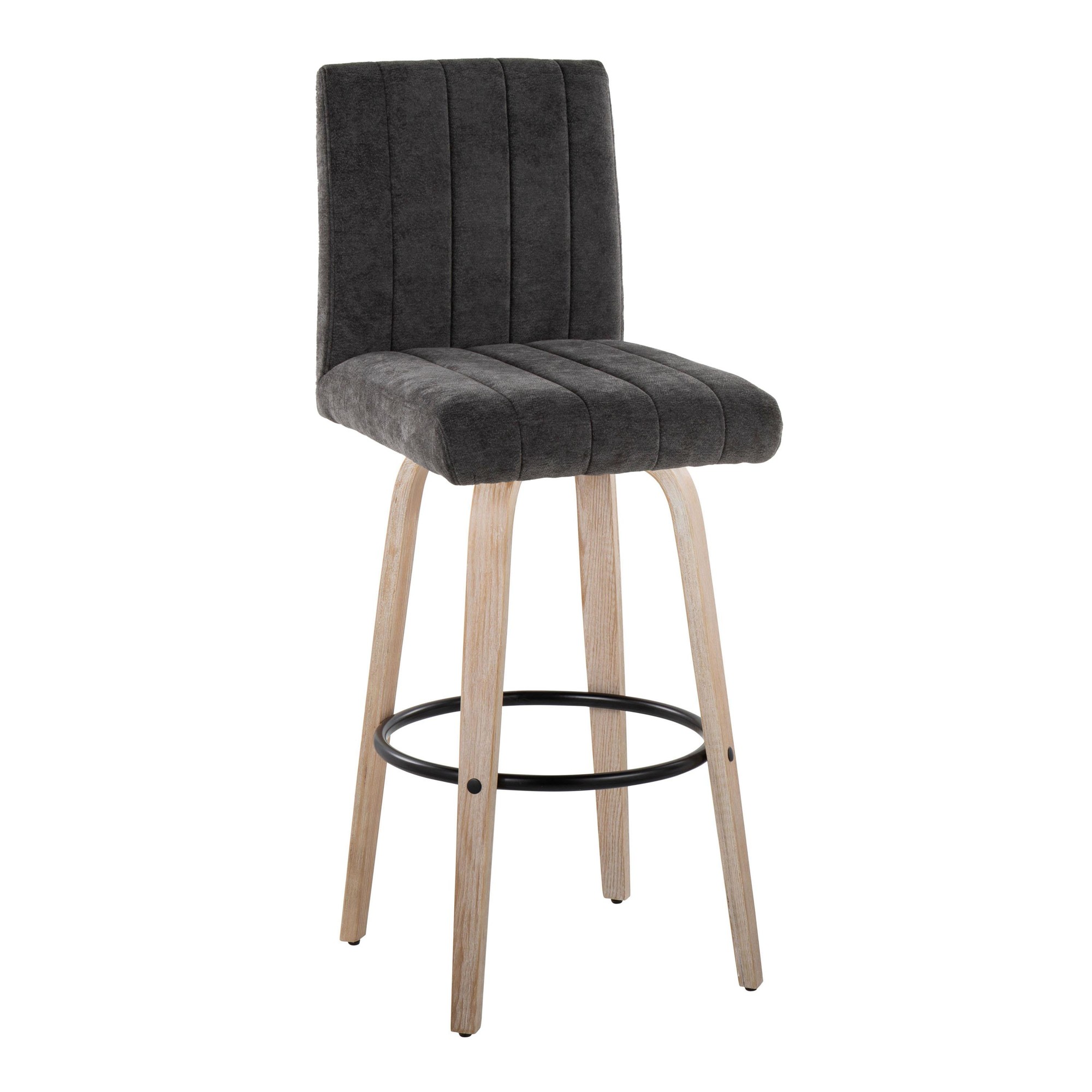 Hank 30-Inch Whitewashed Wood and Black Contemporary Barstool (Set of 2) 4 Hank 30-Inch Whitewashed Wood and Black Contemporary Barstool (Set of 2) - Image 4