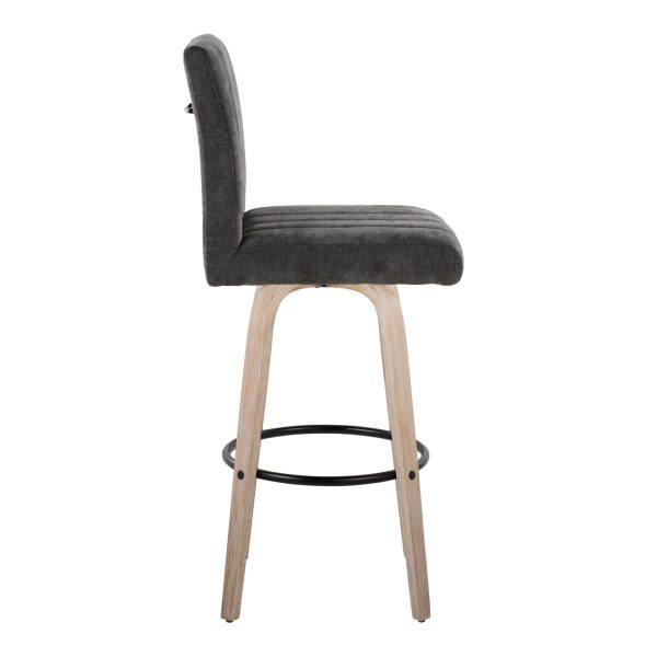 Hank 30 Inch Whitewashed Wood and Black Contemporary Barstool Set of 2 4