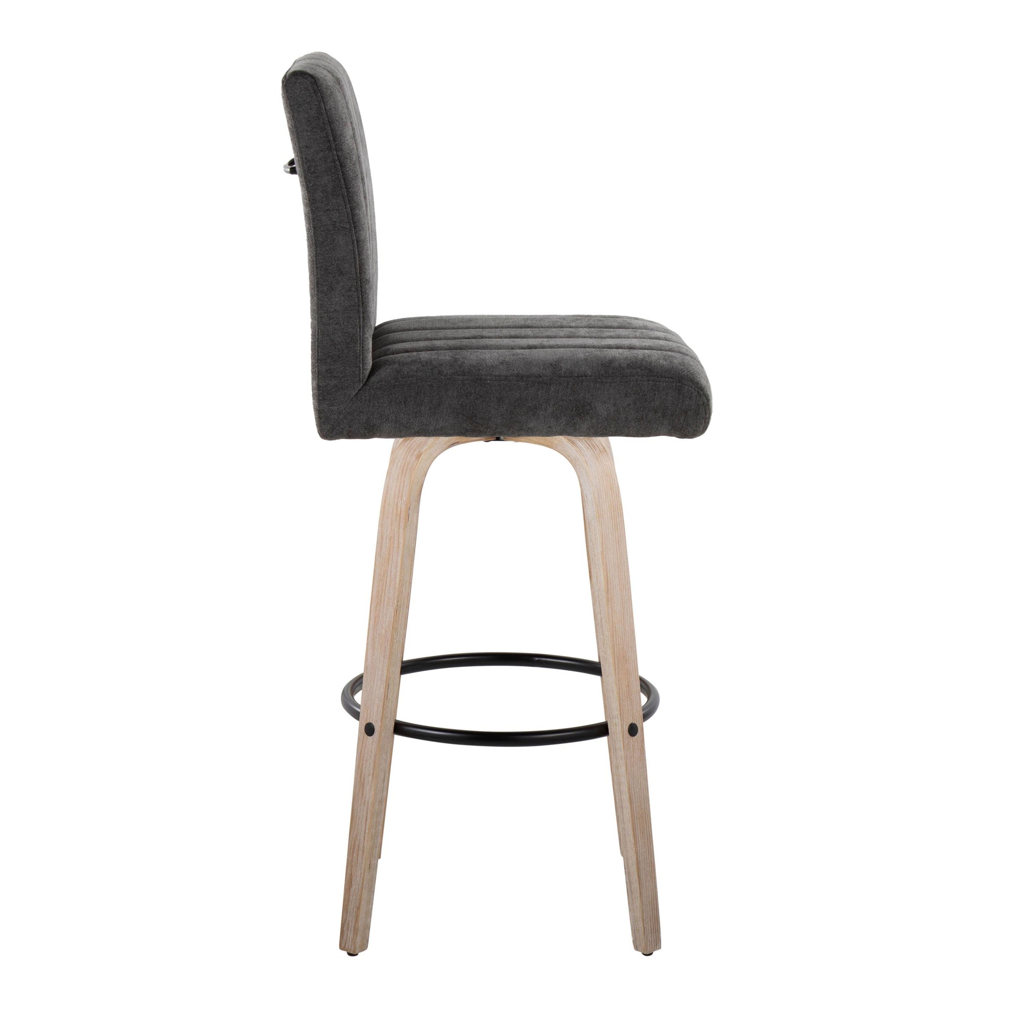 Hank 30-Inch Whitewashed Wood and Black Contemporary Barstool (Set of 2) 5 Hank 30-Inch Whitewashed Wood and Black Contemporary Barstool (Set of 2) - Image 5