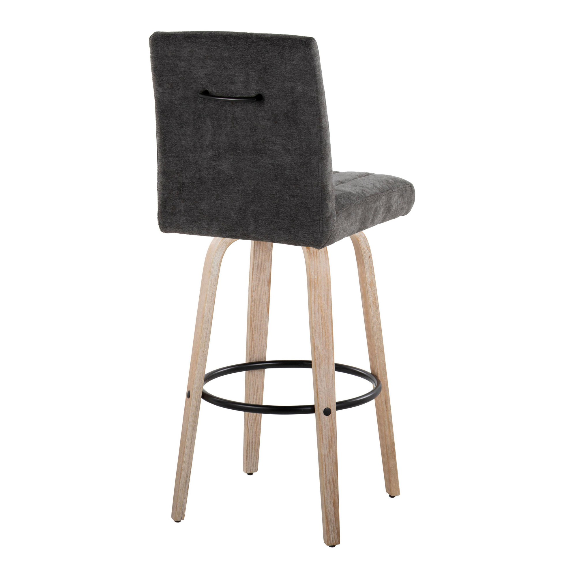 Hank 30-Inch Whitewashed Wood and Black Contemporary Barstool (Set of 2) 6 Hank 30-Inch Whitewashed Wood and Black Contemporary Barstool (Set of 2) - Image 6