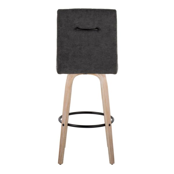 Hank 30 Inch Whitewashed Wood and Black Contemporary Barstool Set of 2 6