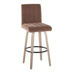 Hank 30-Inch Whitewashed Wood and Brown Fabric Swivel Barstool (Set of 2)