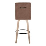 Hank 30-Inch Whitewashed Wood and Brown Fabric Swivel Barstool (Set of 2)
