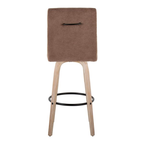 Hank 30 Inch Whitewashed Wood and Brown Fabric Swivel Barstool Set of 2 6