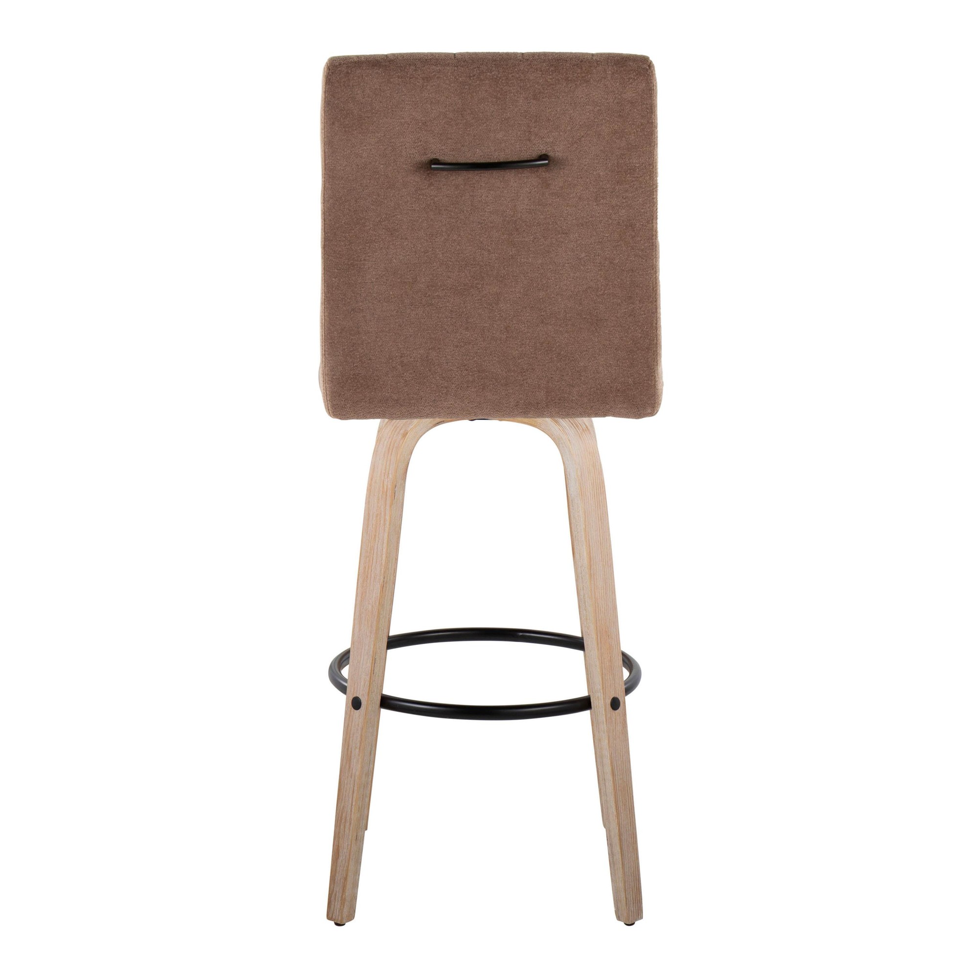 Hank 30-Inch Whitewashed Wood and Brown Fabric Swivel Barstool (Set of 2) 7 Hank 30-Inch Whitewashed Wood and Brown Fabric Swivel Barstool (Set of 2) - Image 7