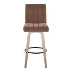 Hank 30-Inch Whitewashed Wood and Brown Fabric Swivel Barstool (Set of 2)