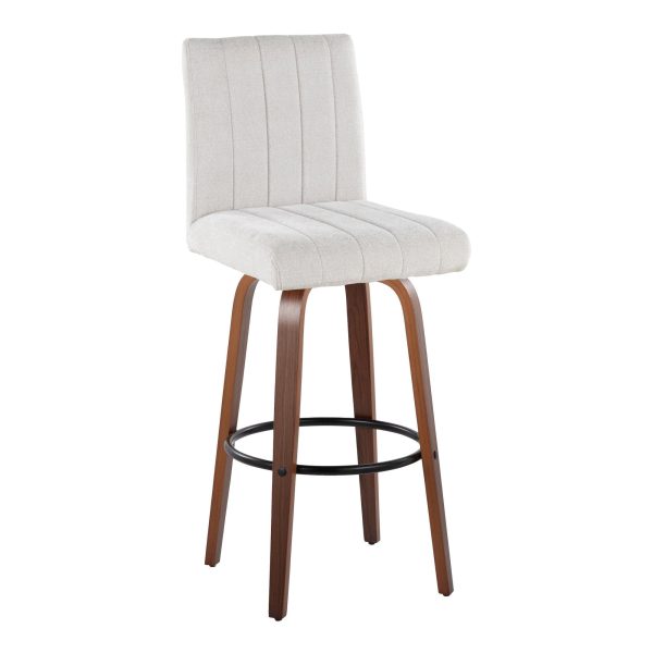 Hank 30 Walnut Wood Light Grey Contemporary Barstools Set of 2 3