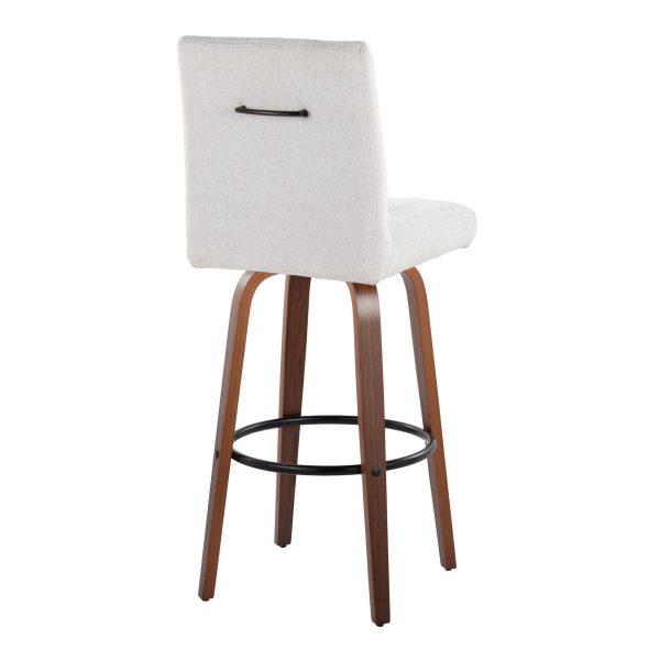 Hank 30 Walnut Wood Light Grey Contemporary Barstools Set of 2 5