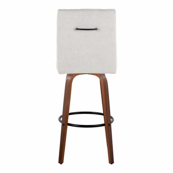 Hank 30 Walnut Wood Light Grey Contemporary Barstools Set of 2 6