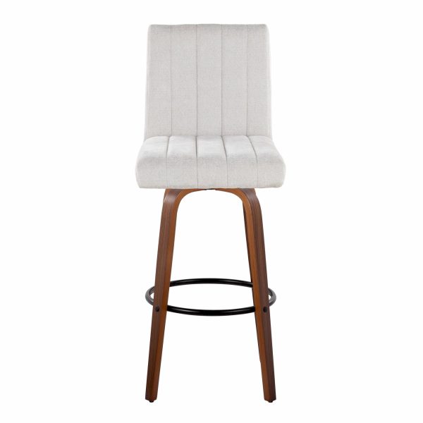 Hank 30 Walnut Wood Light Grey Contemporary Barstools Set of 2 7