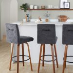 Hank 30 Walnut and Black Contemporary Swivel Barstool (Set of 2)