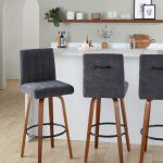 Hank 30 Walnut and Black Contemporary Swivel Barstool (Set of 2)