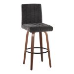 Hank 30 Walnut and Black Contemporary Swivel Barstool (Set of 2)