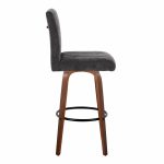 Hank 30 Walnut and Black Contemporary Swivel Barstool (Set of 2)