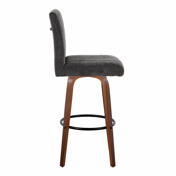Hank 30 Walnut and Black Contemporary Swivel Barstool Set of 2 4
