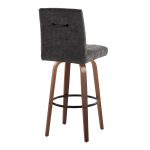 Hank 30 Walnut and Black Contemporary Swivel Barstool (Set of 2)