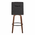 Hank 30 Walnut and Black Contemporary Swivel Barstool (Set of 2)