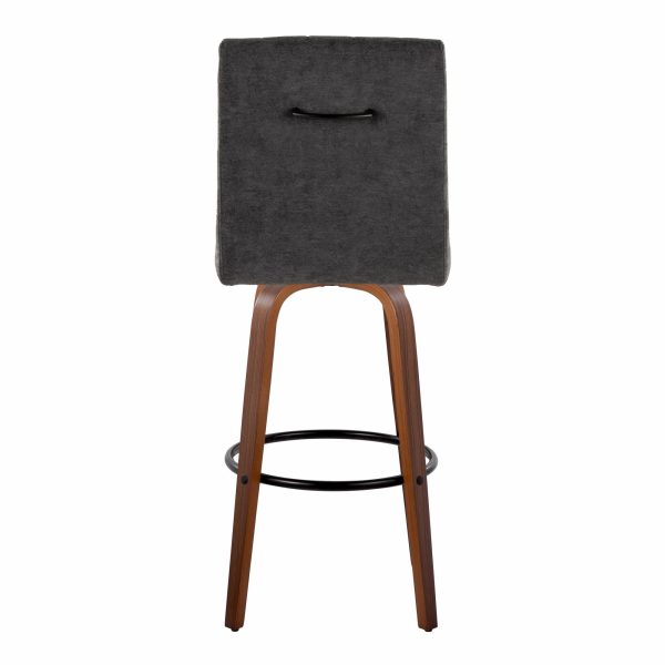 Hank 30 Walnut and Black Contemporary Swivel Barstool Set of 2 6