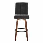 Hank 30 Walnut and Black Contemporary Swivel Barstool (Set of 2)