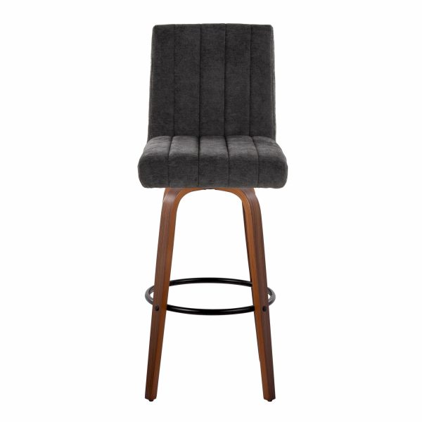 Hank 30 Walnut and Black Contemporary Swivel Barstool Set of 2 7