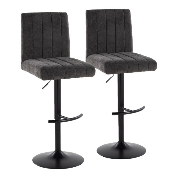 Hank Black Metal Adjustable Contemporary Barstool Set of 2 2
