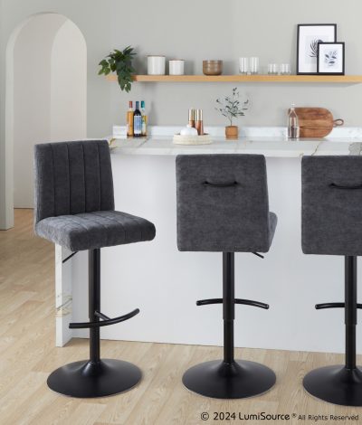 Hank Black Metal Adjustable Contemporary Barstool (Set of 2)