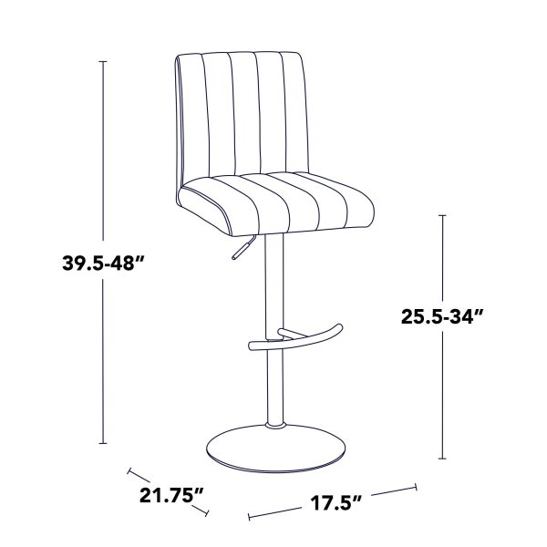 Hank Black Metal Adjustable Contemporary Barstool Set of 2 8