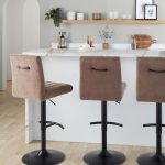 Hank Brown Fabric Black Metal Contemporary Adjustable Barstools (Set of 2) 12 Hank Brown Fabric Black Metal Contemporary Adjustable Barstools (Set of 2)