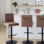 Hank Brown Fabric Black Metal Contemporary Adjustable Barstools (Set of 2) 11 Hank Brown Fabric Black Metal Contemporary Adjustable Barstools (Set of 2)