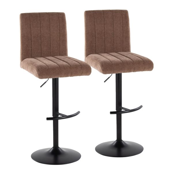 Hank Brown Fabric Black Metal Contemporary Adjustable Barstools Set of 2 2