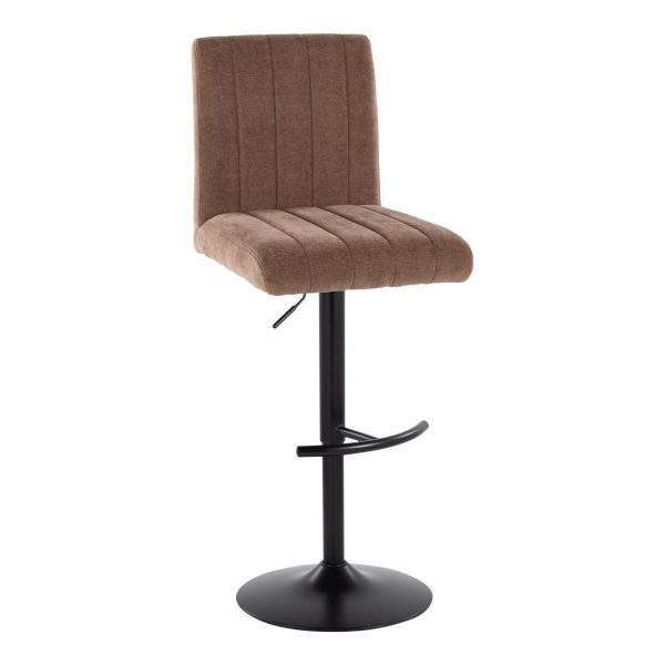 Hank Brown Fabric Black Metal Contemporary Adjustable Barstools Set of 2 3