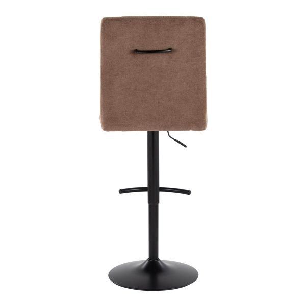 Hank Brown Fabric Black Metal Contemporary Adjustable Barstools Set of 2 6