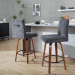 Hank Contemporary Swivel Counter Stool Walnut and Black (Set of 2) (Set of 2) 12 Hank Contemporary Swivel Counter Stool Walnut and Black (Set of 2) (Set of 2)