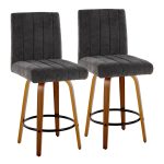 Hank Contemporary Swivel Counter Stool Walnut and Black (Set of 2) (Set of 2) 13 Hank Contemporary Swivel Counter Stool Walnut and Black (Set of 2) (Set of 2)