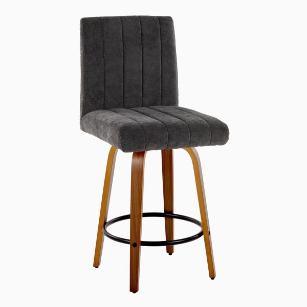 Hank Contemporary Swivel Counter Stool Walnut and Black Set of 2 Set of 2 3