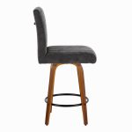 Hank Contemporary Swivel Counter Stool Walnut and Black (Set of 2) (Set of 2) 15 Hank Contemporary Swivel Counter Stool Walnut and Black (Set of 2) (Set of 2)